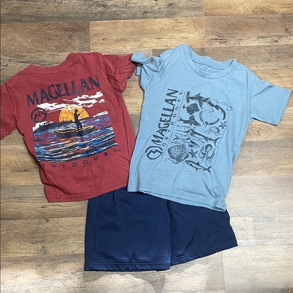 Magellan Outdoors Other - Magellan Outdoors Red and Blue Graphic boys Tee Set with Navy Shorts